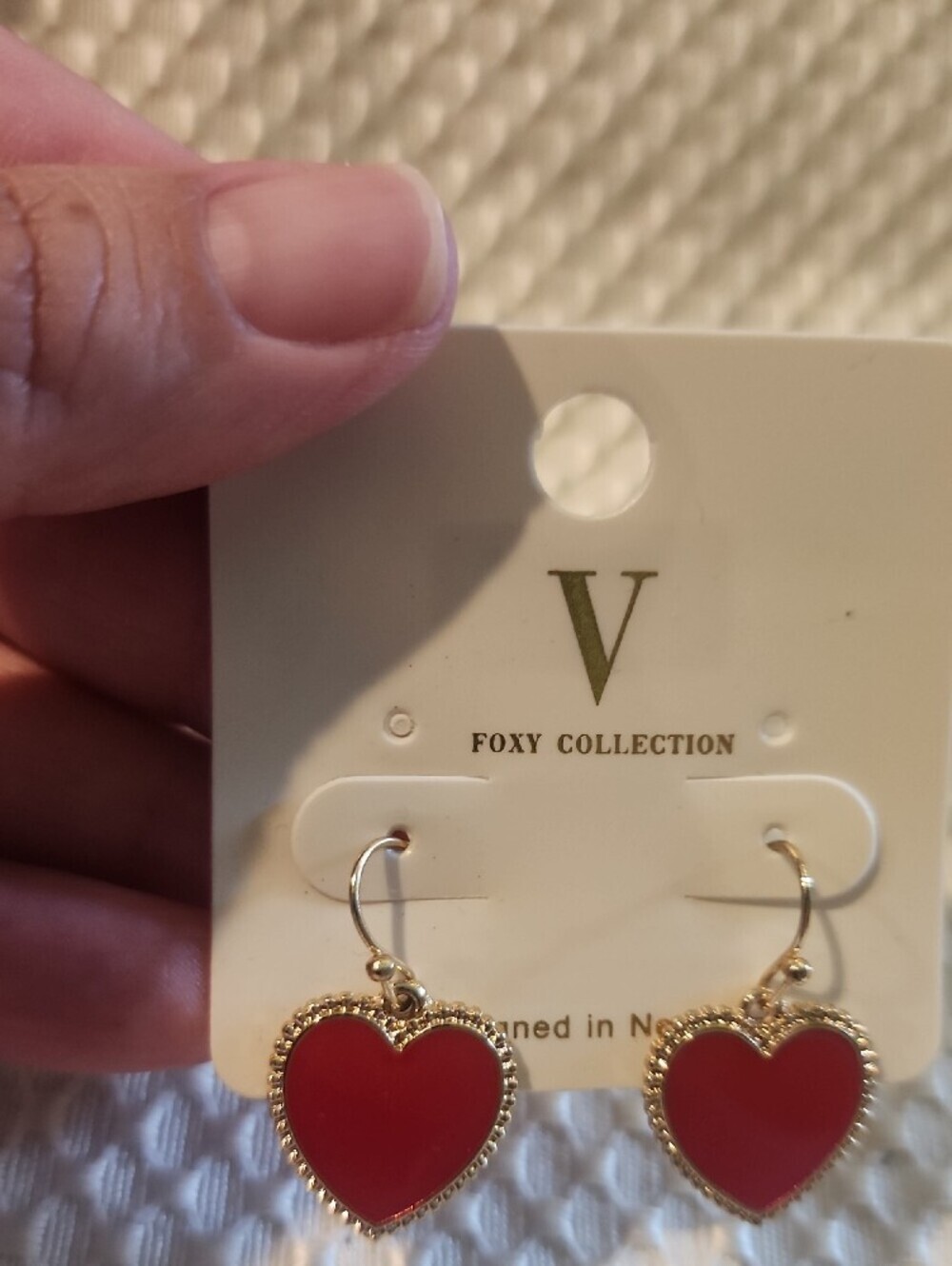 Red Heart Dangle Earrings - Picture 2 of 5